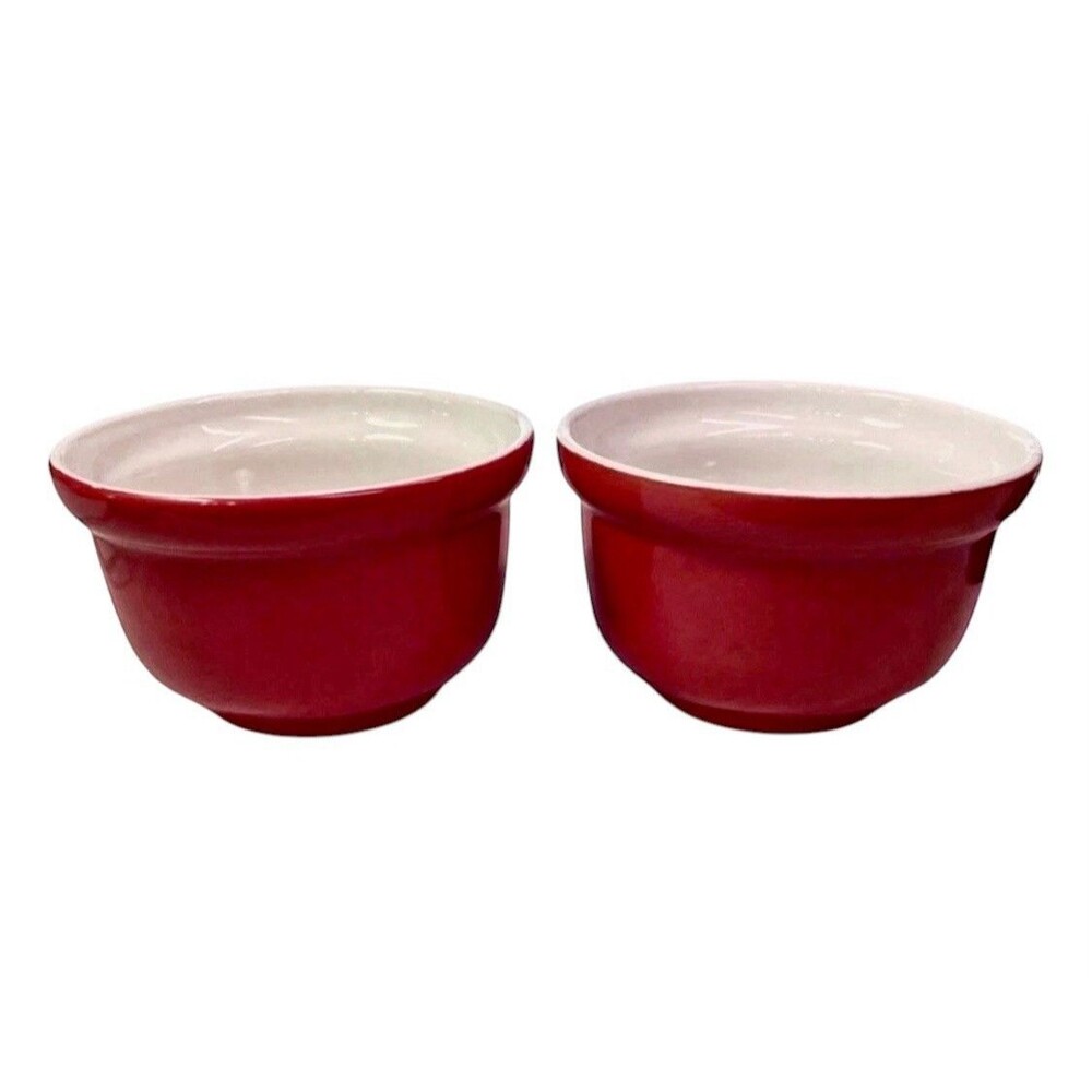 Target Home Red Stoneware Ramekins Bowls Set of 2 Oven Microwave Safe 5”